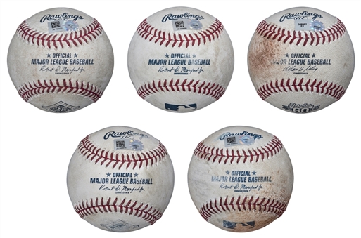 Lot of (5) Baltimore Orioles Game Used OML Baseballs (MLB Authenticated)